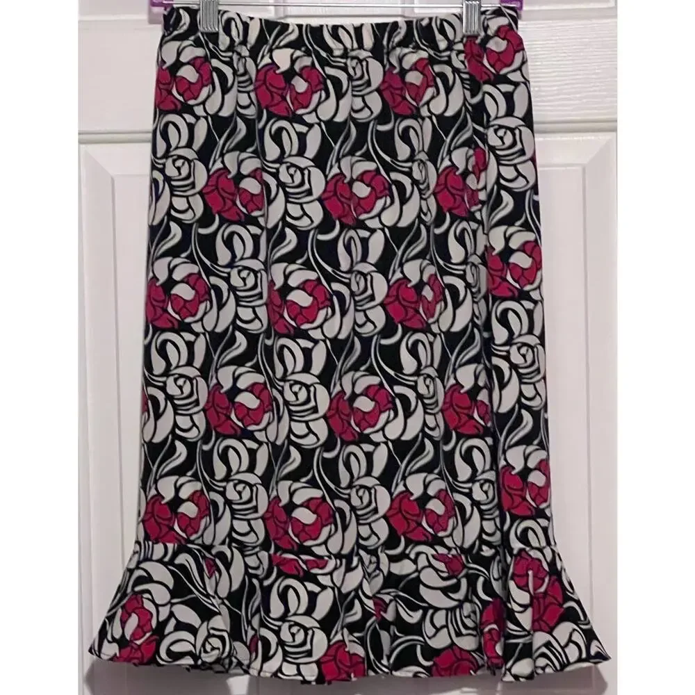 Anthony Richards Women's Black Red White Tulip Skirt Size 12P 25